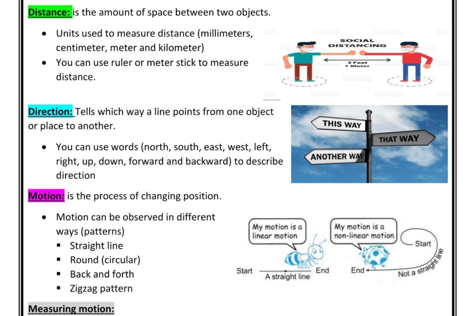 ملخص Force and motion العلوم المتكاملة الصف الثالث