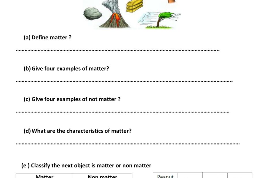 ورقة عمل Matter العلوم المتكاملة الصف الخامس