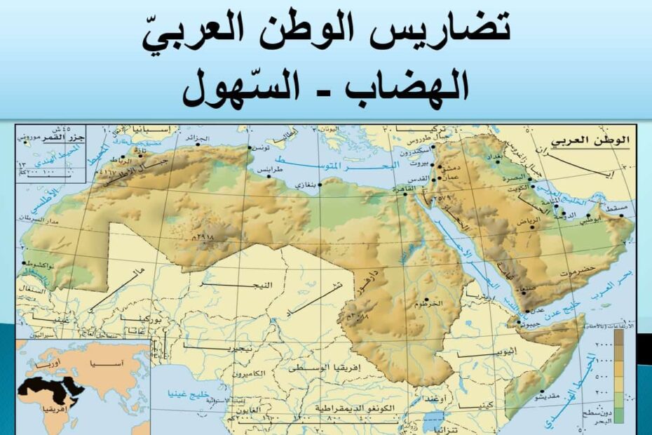 درس التضاريس في الوطن العربي الدراسات الإجتماعية والتربية الوطنية الصف التاسع - بوربوينت