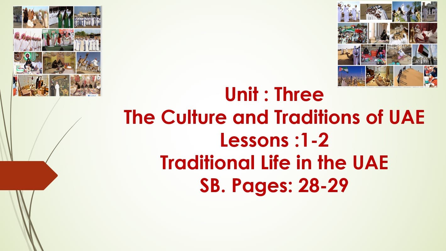 حل درس Traditional Life in the UAE اللغة الإنجليزية الصف الثامن - بوربوينت 