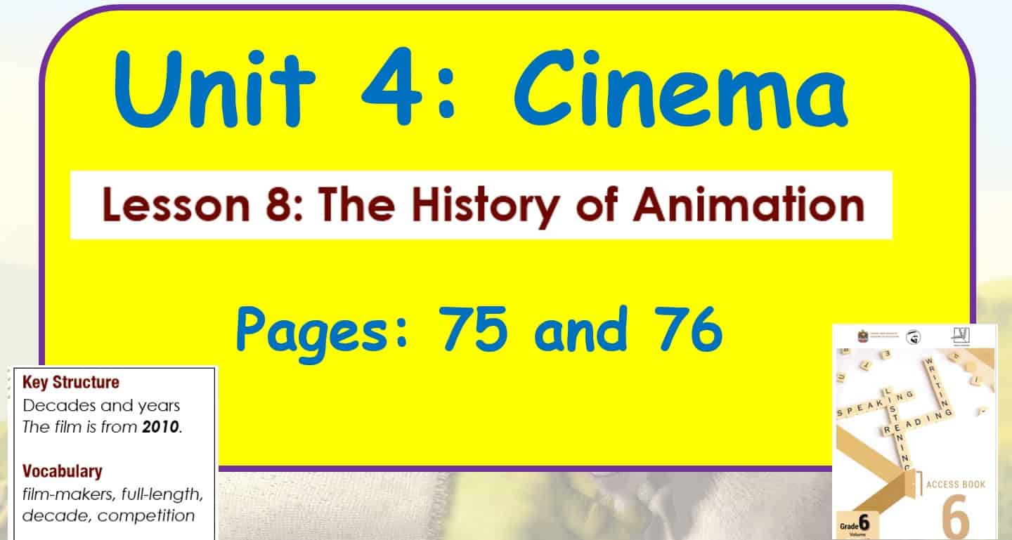 حل درس The history of animation اللغة الإنجليزية الصف السادس Access - بوربوينت