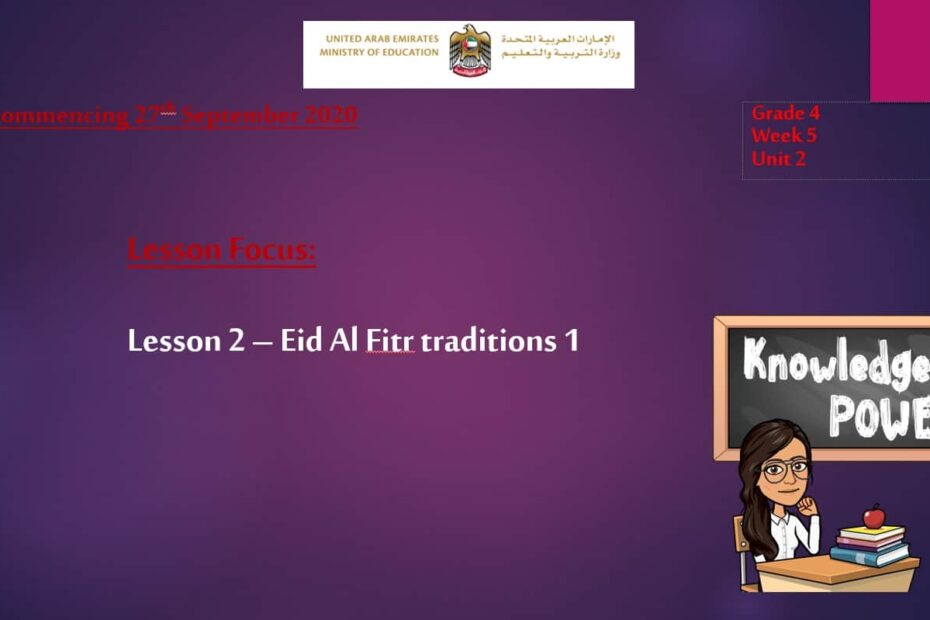 درس Eid Al Fitr traditions 1 اللغة الإنجليزية الصف الرابع - بوربوينت