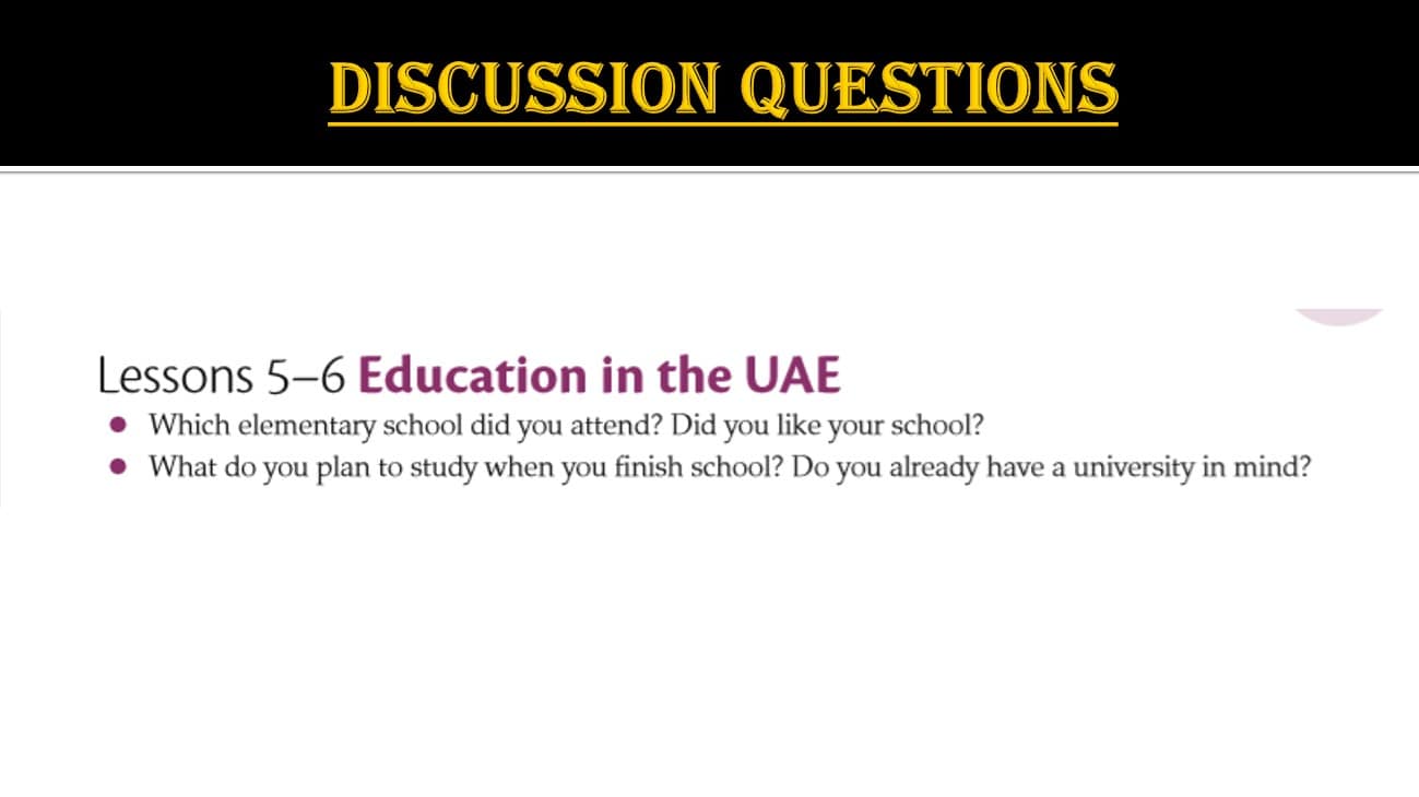 حل درس Education in the UAE اللغة الإنجليزية الصف الحادي عشر - بوربوينت