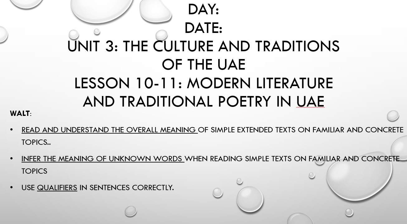 حل درس Modern literature and traditional poetry in uae اللغة الإنجليزية الصف الثامن - بوربوينت