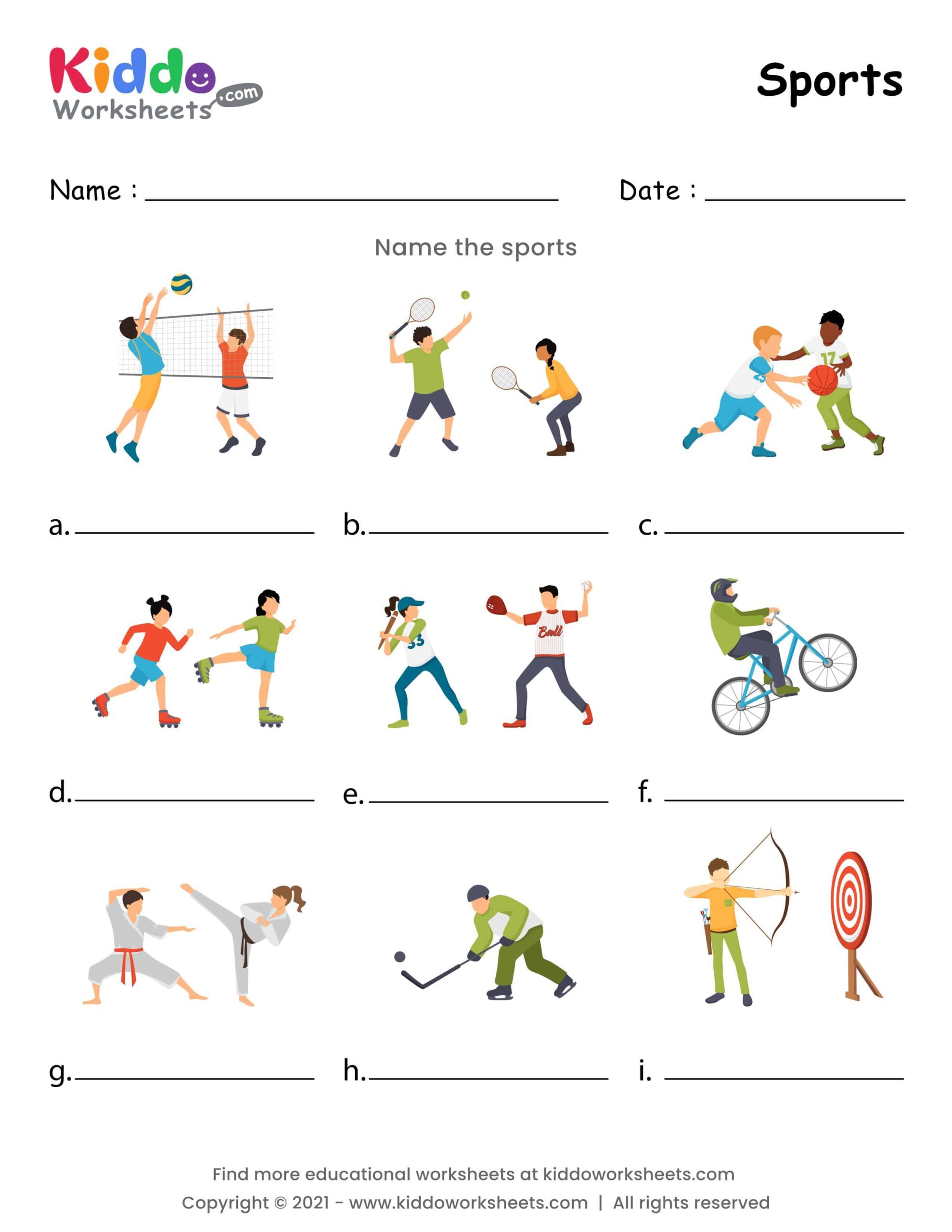 أوراق عمل Sport اللغة الإنجليزية الصف السادس 