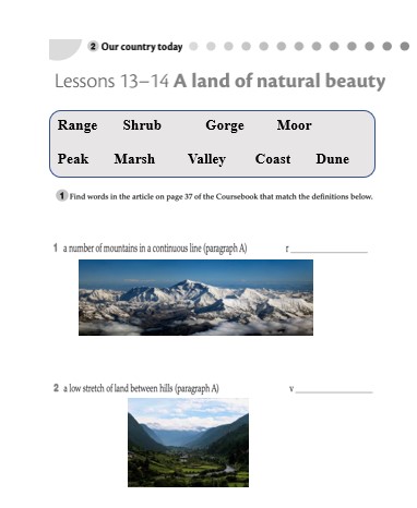 ورقة عمل Lesson 13 & 14 A land of natural beauty اللغة الإنجليزية الصف الحادي عشر