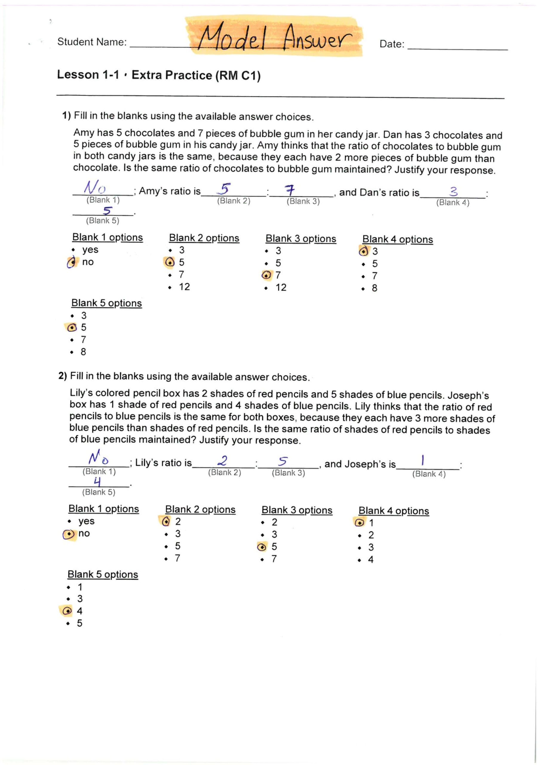 حل مراجعة الوحدة الأولى بالإنجليزي الرياضيات المتكاملة الصف السادس