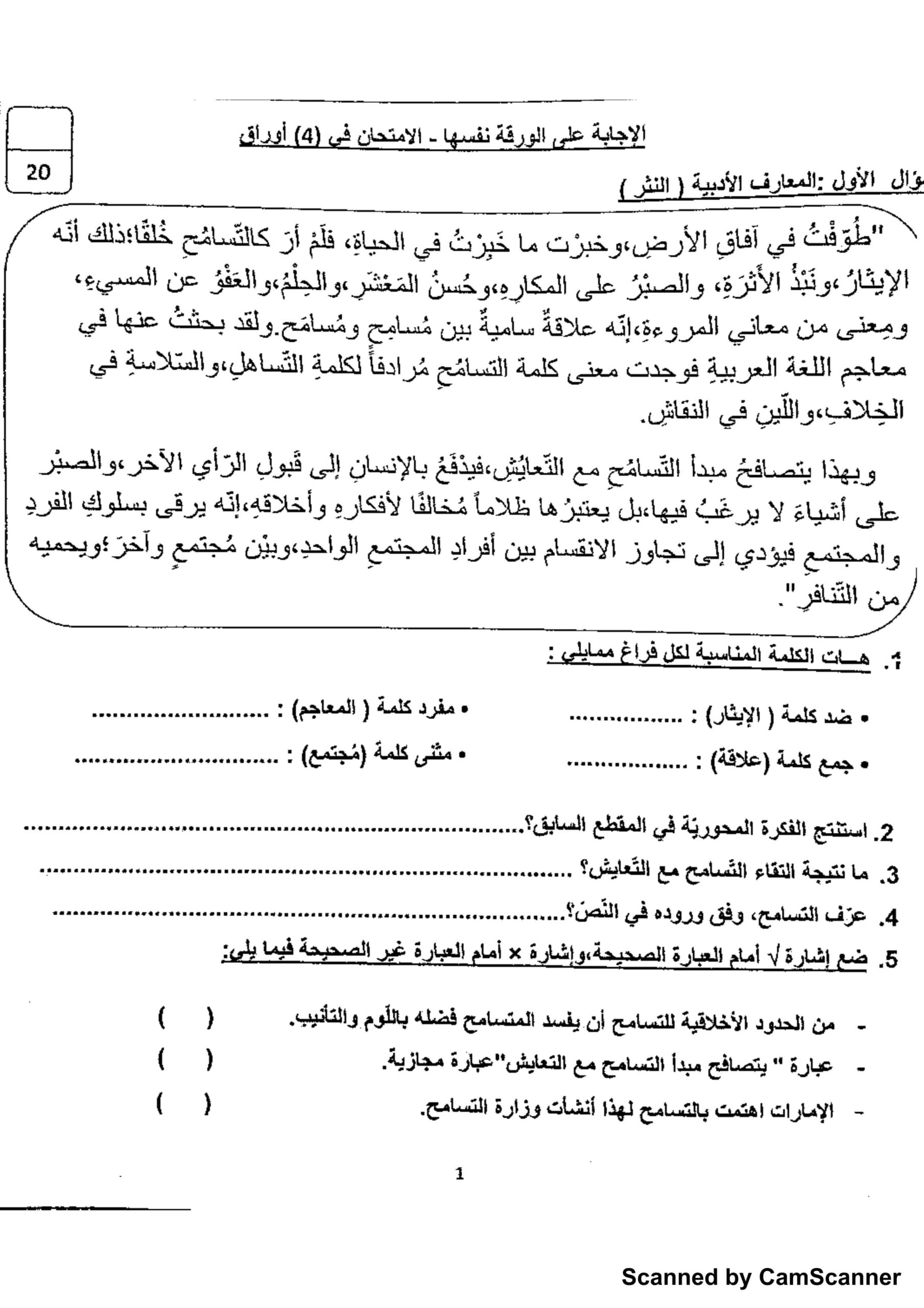 أوراق عمل متنوعة اللغة العربية الصف السادس