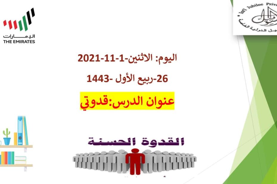 قراءة درس قدوتي لغير الناطقين بها اللغة العربية الصف العاشر - بوربوينت