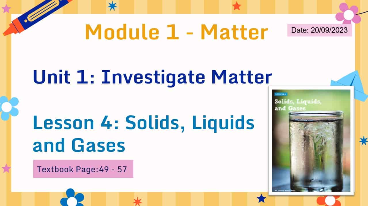 حل درس Solids, Liquids and Gases العلوم المتكاملة الصف الخامس - بوربوينت 