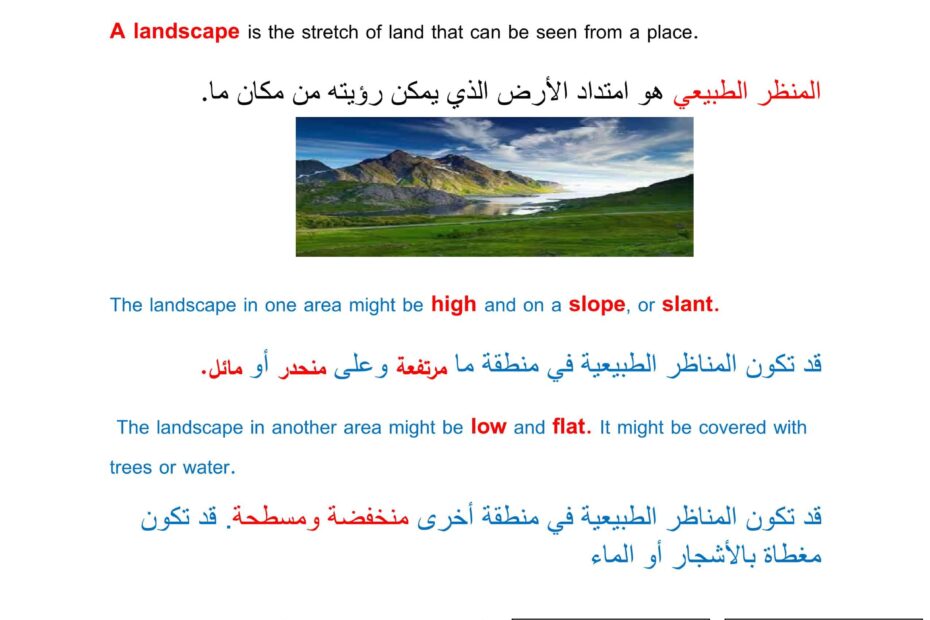 ملخص درس Local Landscapes العلوم المتكاملة الصف الثاني