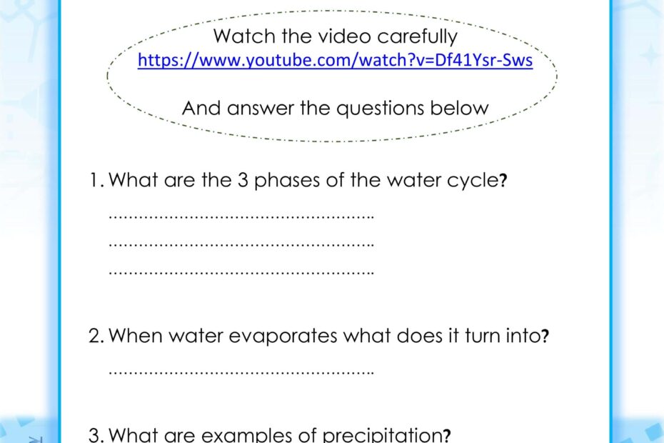 ورقة عمل The Water Cycle العلوم المتكاملة الصف السادس