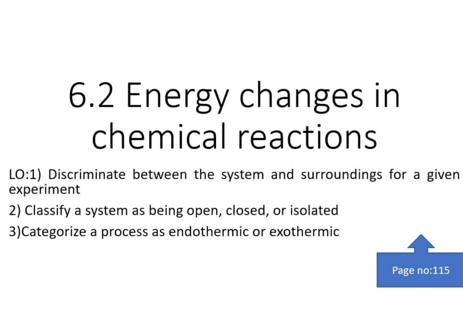 درس Energy changes in chemical reactions الكيمياء الصف العاشر - بوربوينت