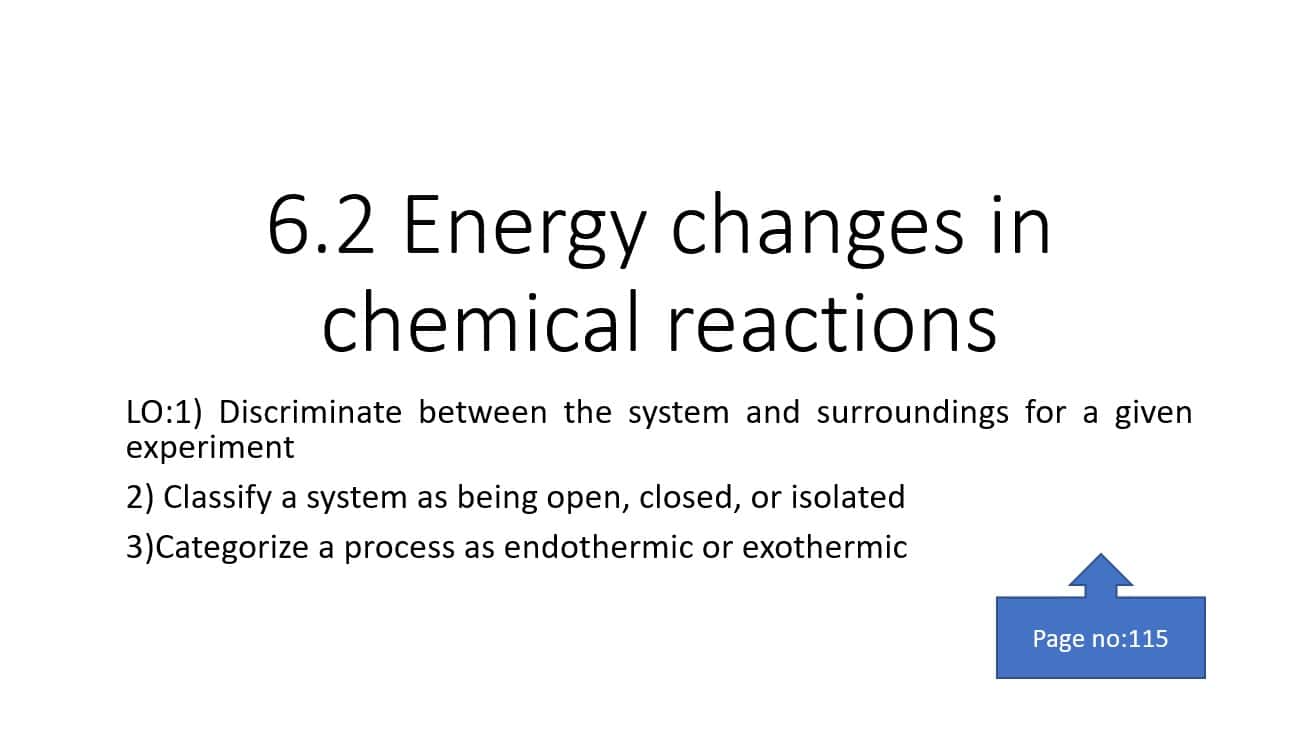 درس Energy changes in chemical reactions الكيمياء الصف العاشر - بوربوينت