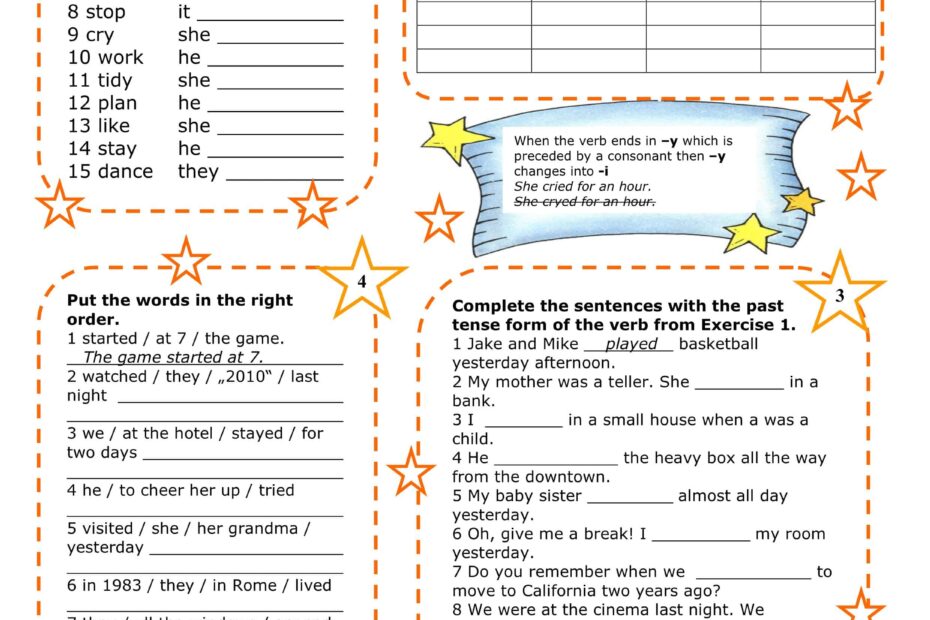 ورقة عمل Simple past اللغة الإنجليزية الصف السادس