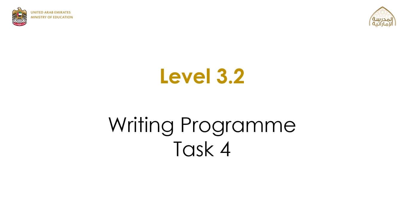 Level 3.2 Writing Programme Task 4 اللغة الإنجليزية الصف السادس - بوربوينت