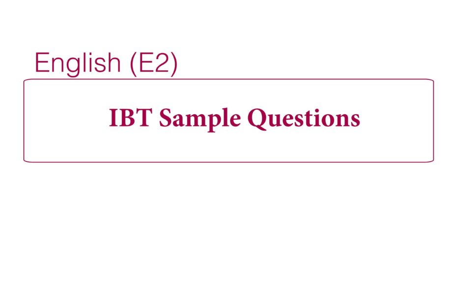 أوراق عمل IBT Sample Questions اللغة الإنجليزية الصف السابع