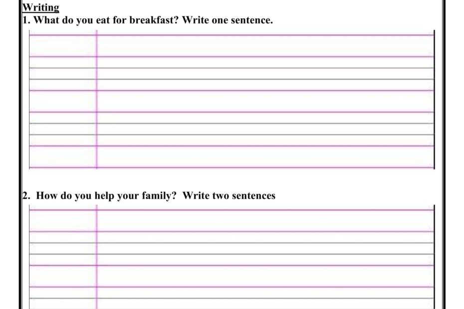 أوراق عمل Revision sheet اللغة الإنجليزية الصف الثاني