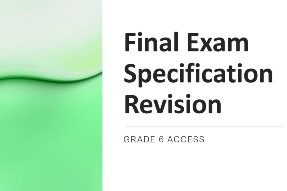 تدريبات Final Exam Specification Revision اللغة الإنجليزية الصف السادس Access - بوربوينت