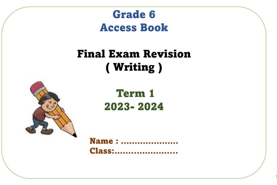 أوراق عمل Revision Exam Writing اللغة الإنجليزية الصف السادس Access