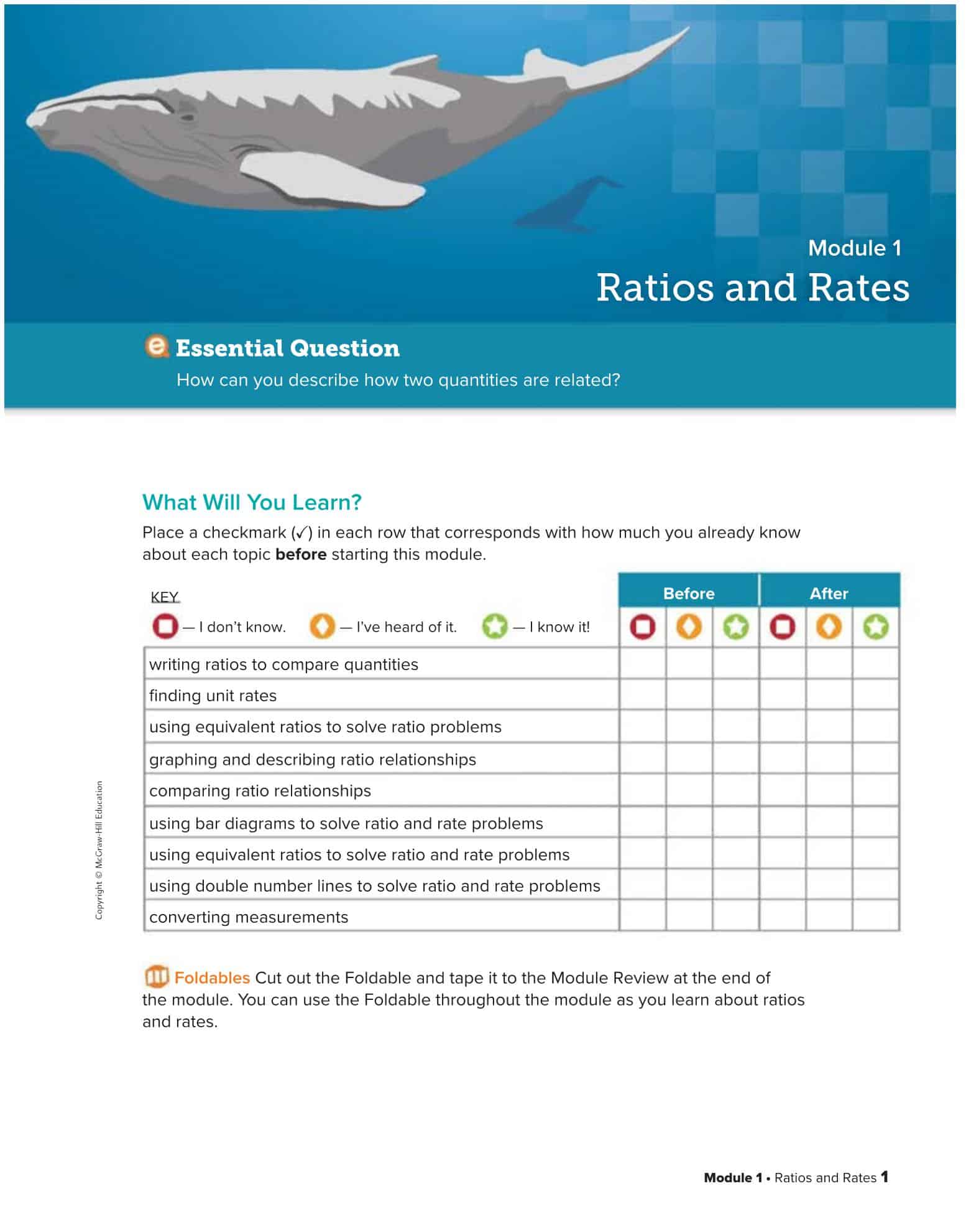 كتاب الطالب Module 1 Ratios and Rates الرياضيات المتكاملة الصف السادس