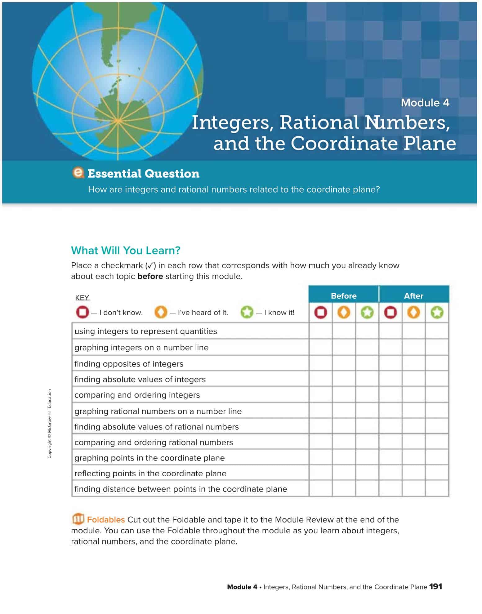 كتاب الطالب Module 4 Integers - Rational Numbers and the Coordinate Plane الرياضيات المتكاملة الصف السادس