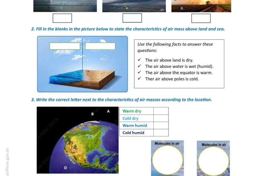 حل ورقة عمل Weather Patterns العلوم المتكاملة الصف السادس