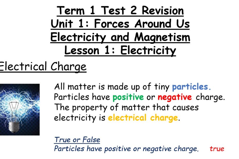 حل مراجعة Test 2 Revision Electricity and Magnetism العلوم المتكاملة الصف الثالث - بوربوينت
