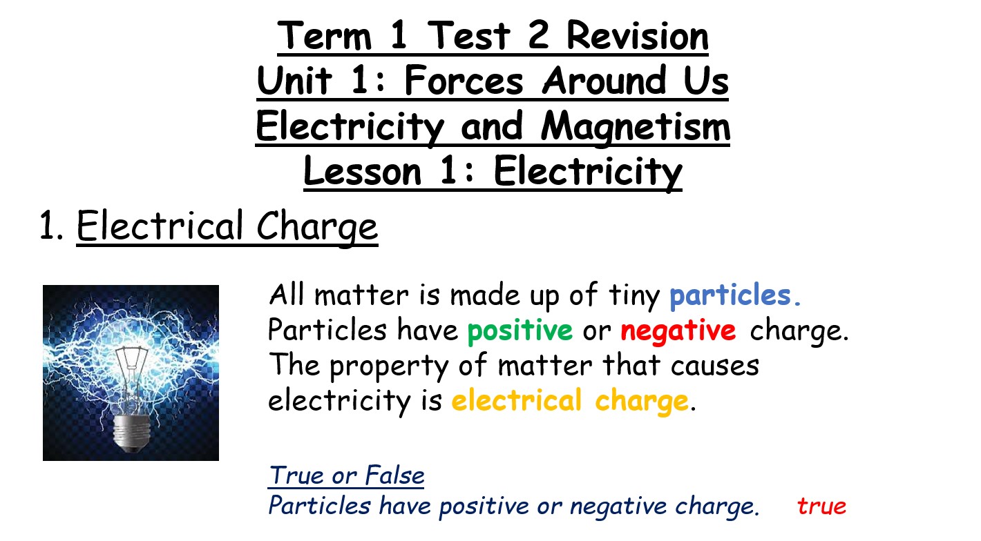 حل مراجعة Test 2 Revision Electricity and Magnetism العلوم المتكاملة الصف الثالث - بوربوينت 