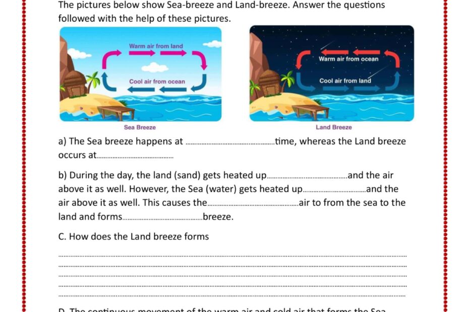 ورقة عمل Atmospheric and oceanic circulation العلوم المتكاملة الصف السادس