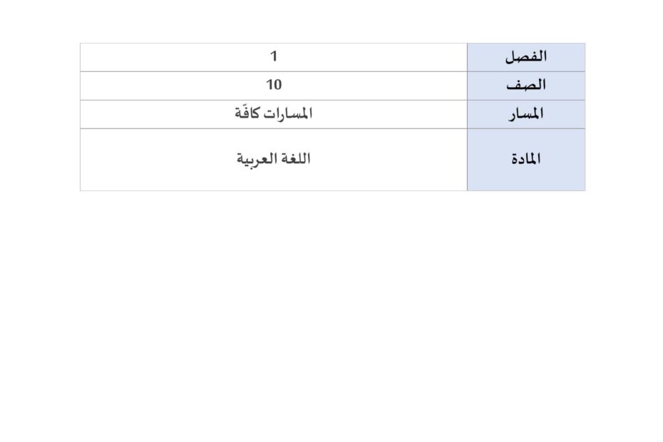 دليل تصحيح امتحان نهاية الفصل الدراسي الأول اللغة العربية الصف العاشر 2023-2024