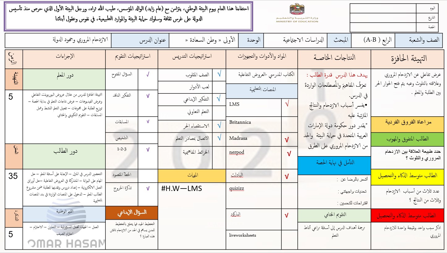 درس الازدحام المروري وجهود الدولة الدراسات الإجتماعية والتربية الوطنية الصف الرابع - بوربوينت 