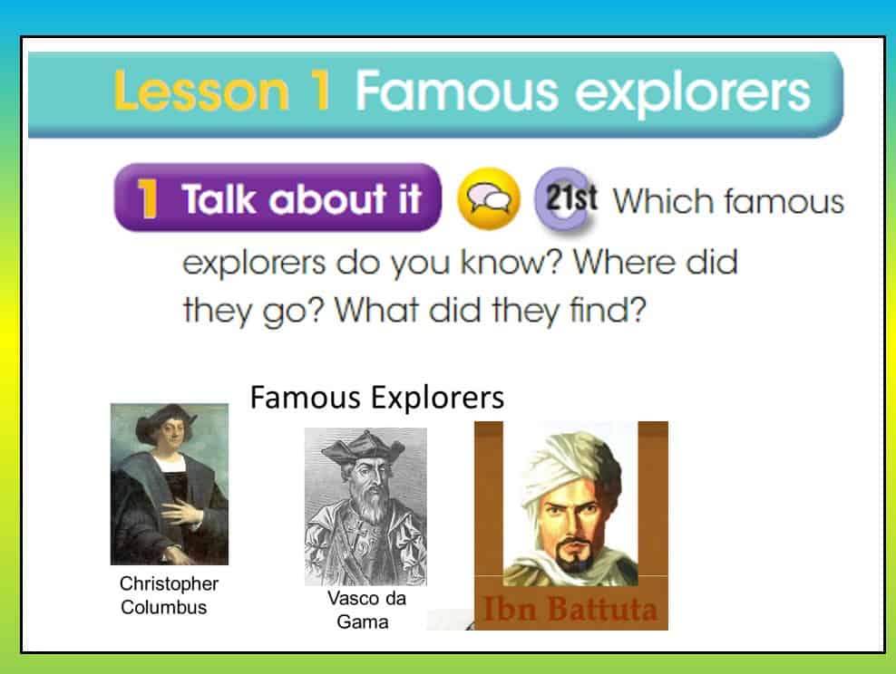 حل درس Famous explorers اللغة الإنجليزية الصف السادس - بوربوينت