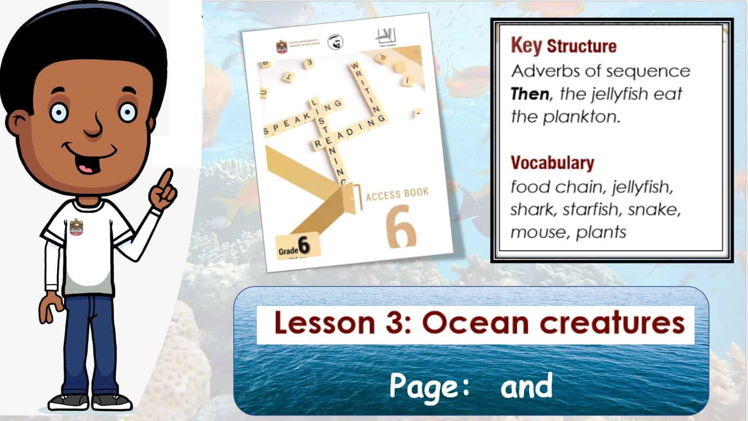 حل درس Ocean creatures اللغة الإنجليزية الصف السادس Access - بوربوينت