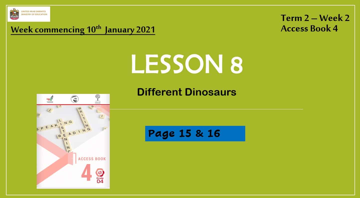 حل درس Different Dinosaurs اللغة الإنجليزية الصف الرابع - بوربوينت