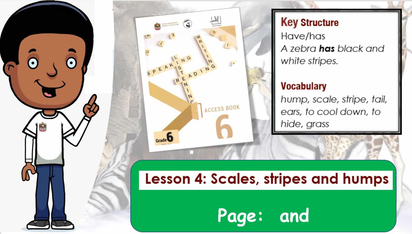 حل درس Scales stripes and humps اللغة الإنجليزية الصف السادس Access - بوربوينت