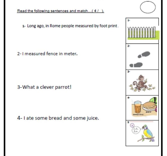 امتحان Unit 5 Test اللغة الإنجليزية الصف الثالث