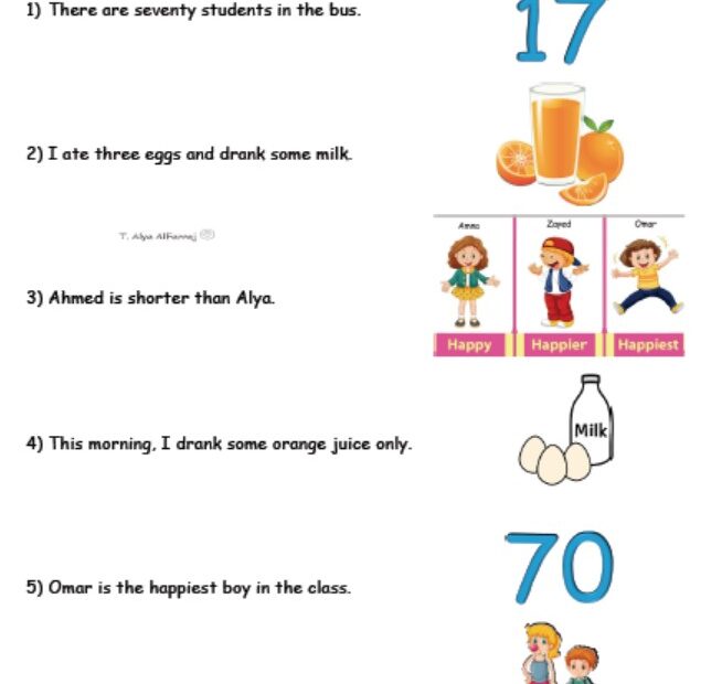 أوراق عمل unit 5 اللغة الإنجليزية الصف الثالث