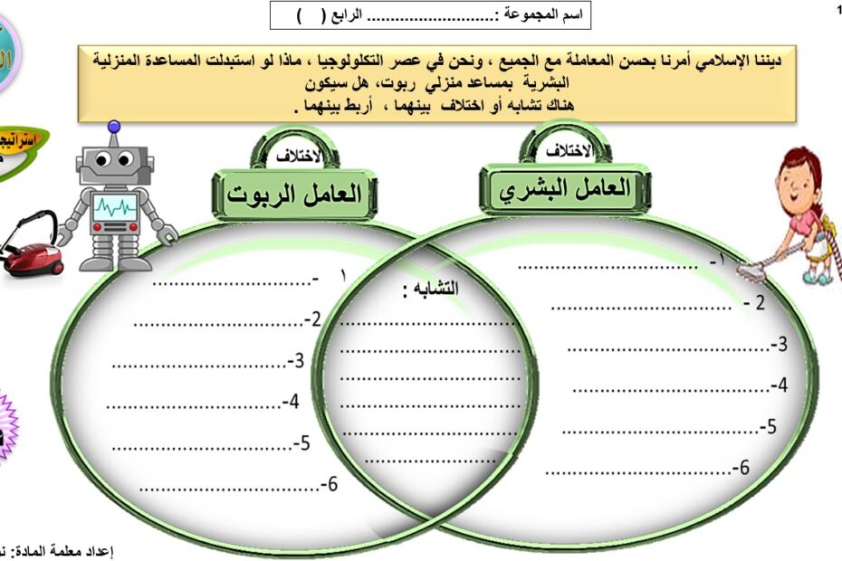 ورقة عمل حسن المعاملة التربية الإسلامية الصف الرابع - بوربوينت