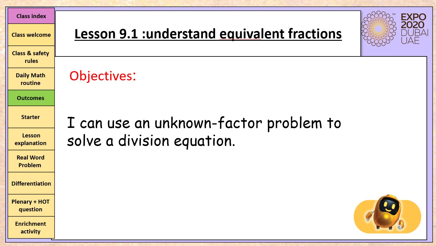 حل درس Use Multiplication to Solve Division Equations الرياضيات المتكاملة الصف الثالث - بوربوينت