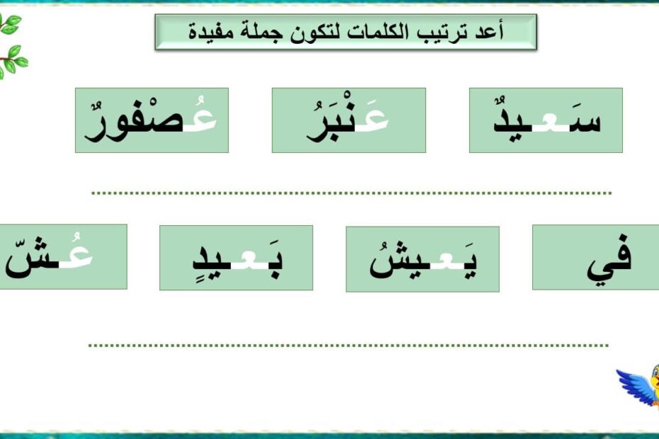 أوراق عمل حرف العين اللغة العربية الصف الأول - بوربوينت
