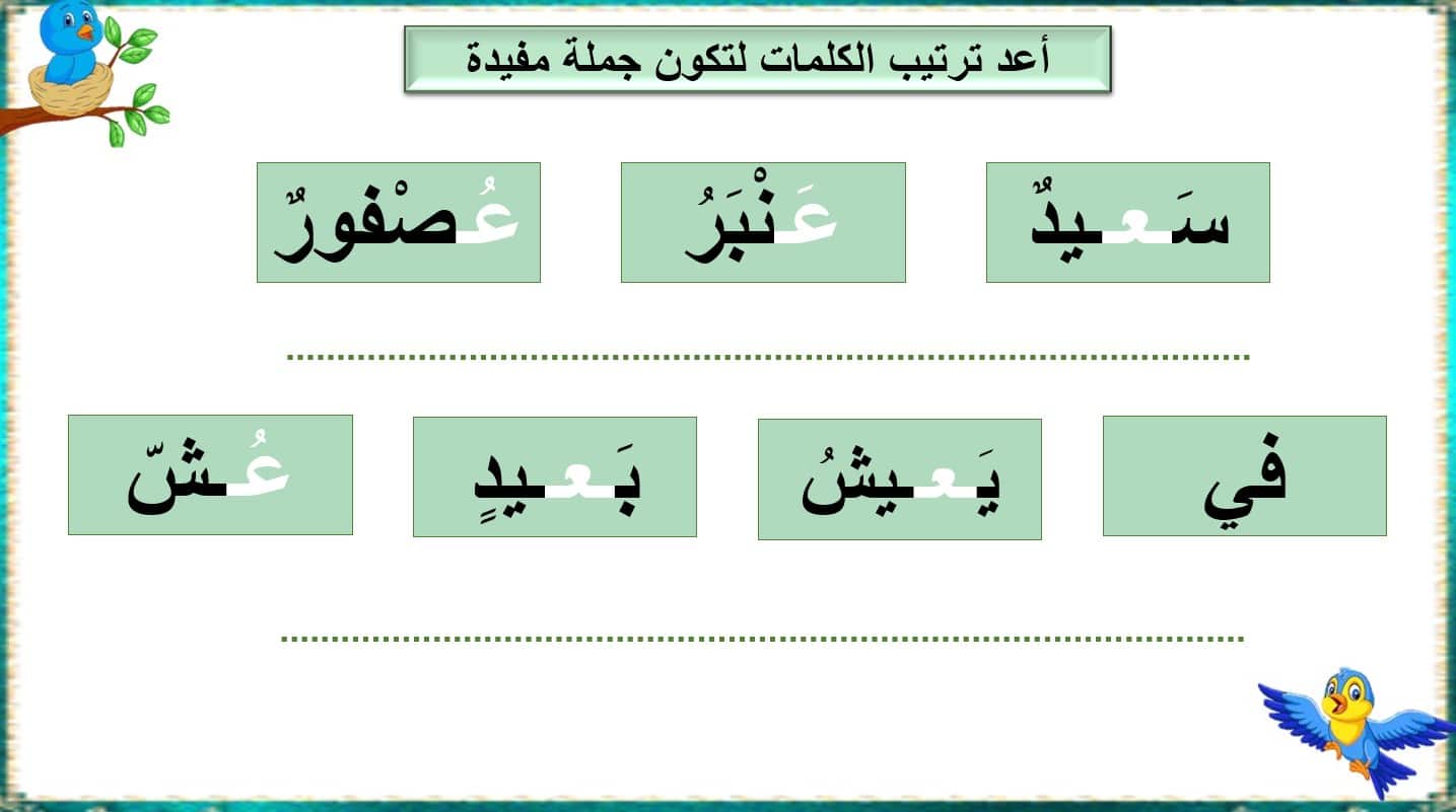 أوراق عمل حرف العين اللغة العربية الصف الأول - بوربوينت 