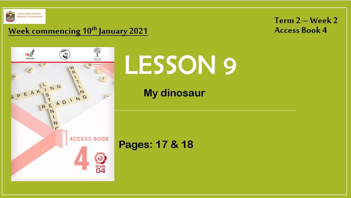 حل درس My dinosaur اللغة الإنجليزية الصف الرابع - بوربوينت 