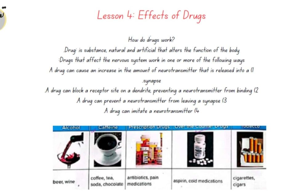 ملخص Effects of Drugs الأحياء الصف التاسع متقدم