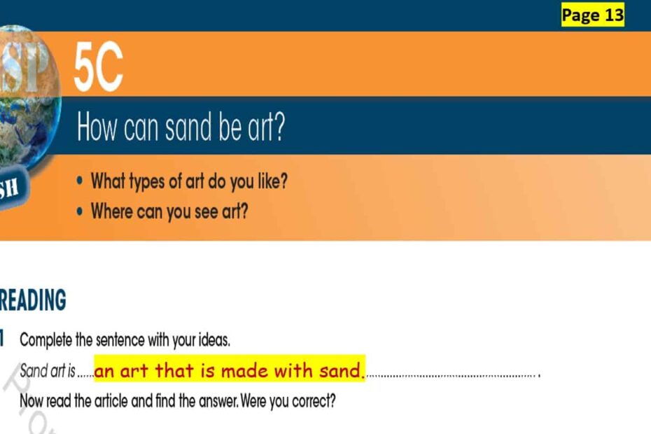 حل درس How can sand be art اللغة الإنجليزية الصف السادس Elite - بوربوينت