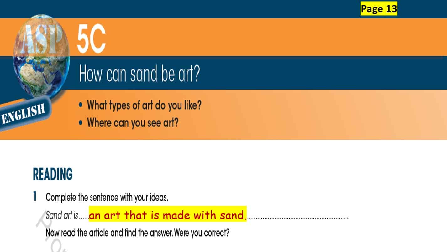 حل درس How can sand be art اللغة الإنجليزية الصف السادس Elite - بوربوينت
