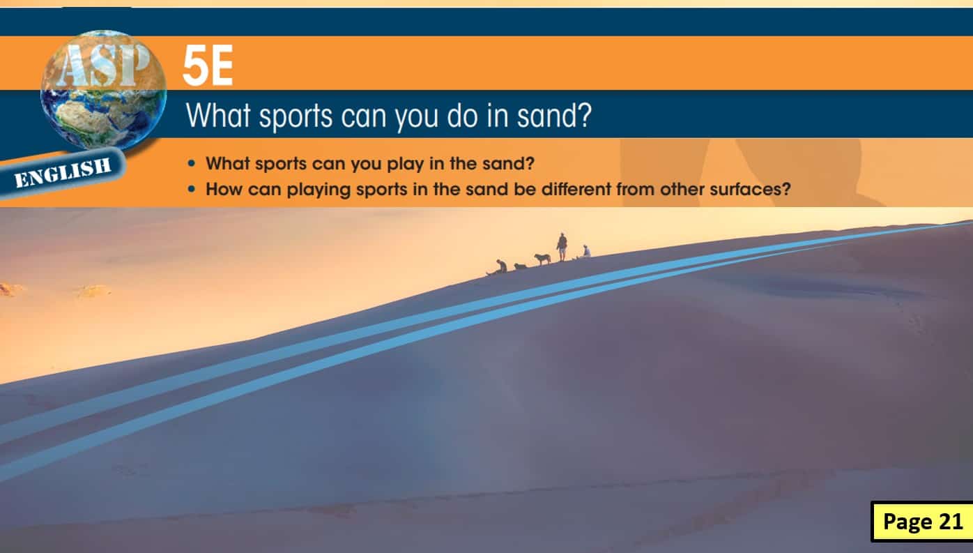 حل درس What sports can you do in sand اللغة الإنجليزية الصف السادس Elite - بوربوينت