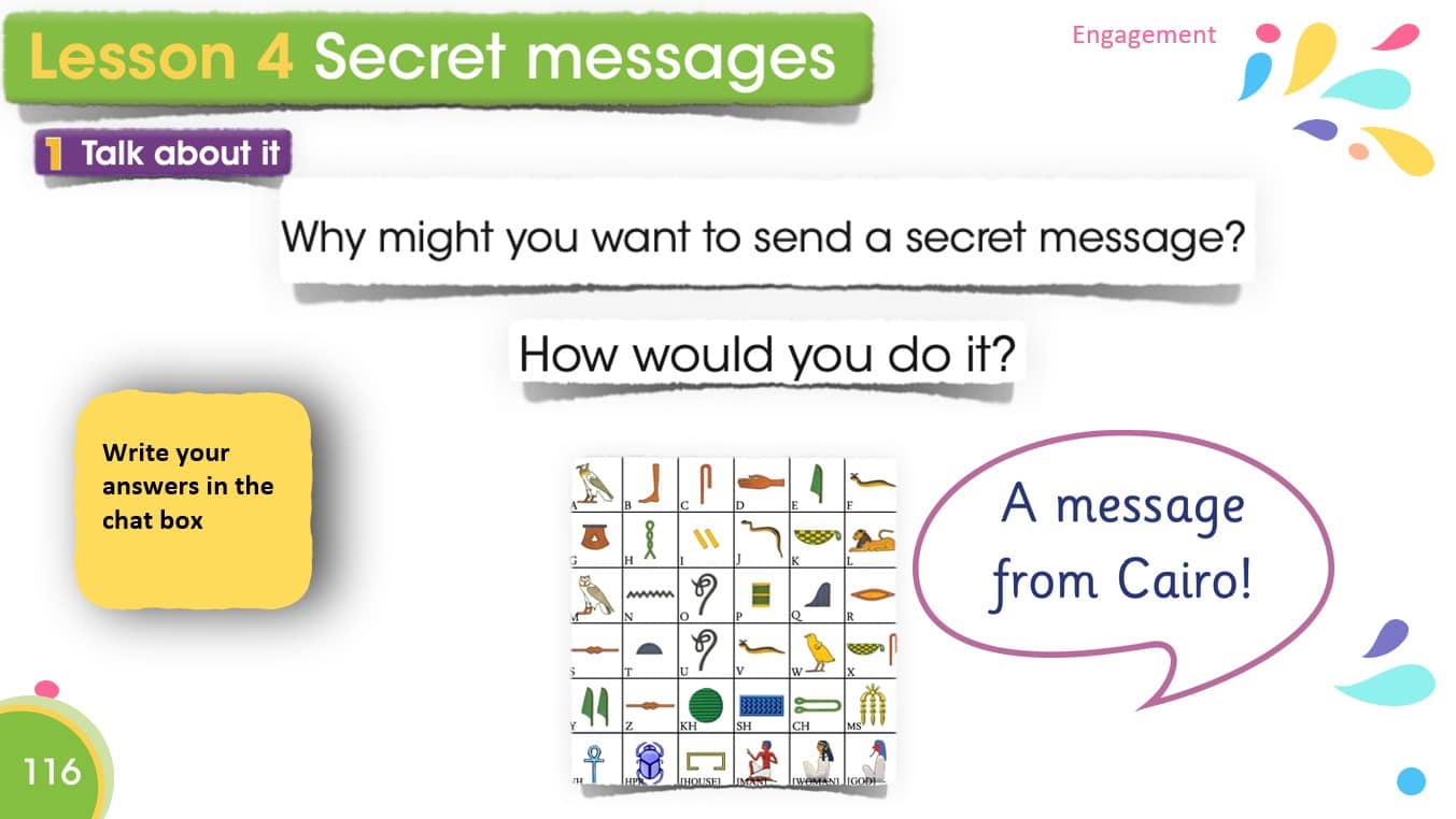حل درس Secret message اللغة الإنجليزية الصف الرابع Access - بوربوينت