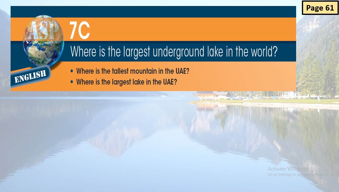 حل درس Where is the largest underground lake in the world اللغة الإنجليزية الصف السادس Elite - بوربوينت