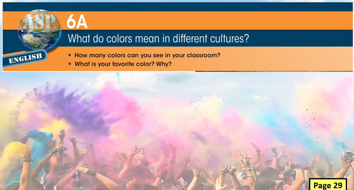 حل درس What do colors means in different cultures اللغة الإنجليزية الصف السادس Elite - بوربوينت